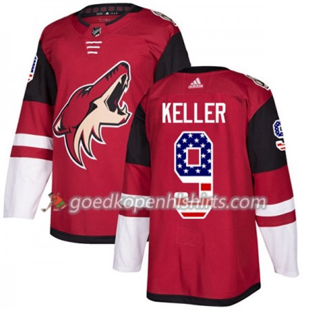 Arizona Coyotes Clayton Keller 9 Adidas 2017-2018 Rood USA Flag Fashion Authentic Shirt - Mannen